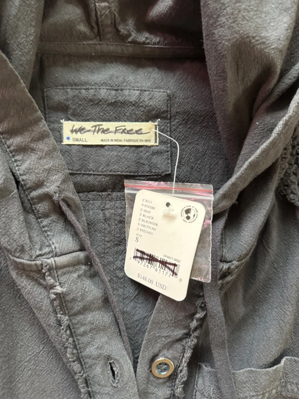 NWT‎ - Free People We The Free - Mesh Button Up Hoodie - Size Small